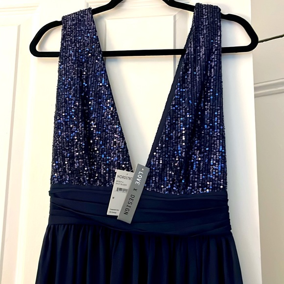 NWT Navy Blue Sequin Maxi Dress - Picture 5 of 11